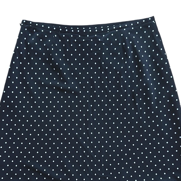 ANN TAYLOR NWOT SILK BLACK & WHITE POLKA DOT RUFFLE HEM SKIRT | LINED SIZE: 14 - Picture 2 of 8